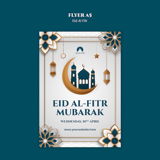 PSD gratuito modello di poster per la celebrazione dell'eid al fitr