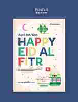 PSD gratuito modello di poster per la celebrazione dell'eid al fitr