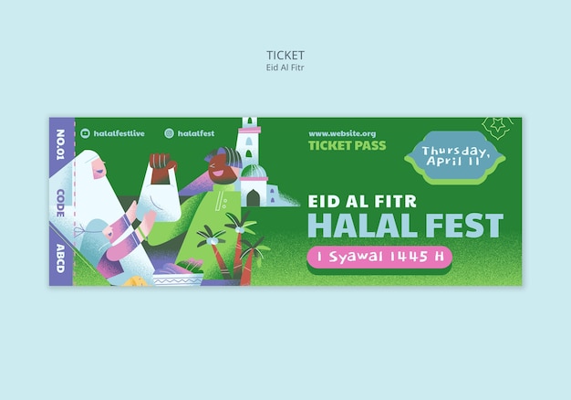 Eid al fitr celebration  ticket  template