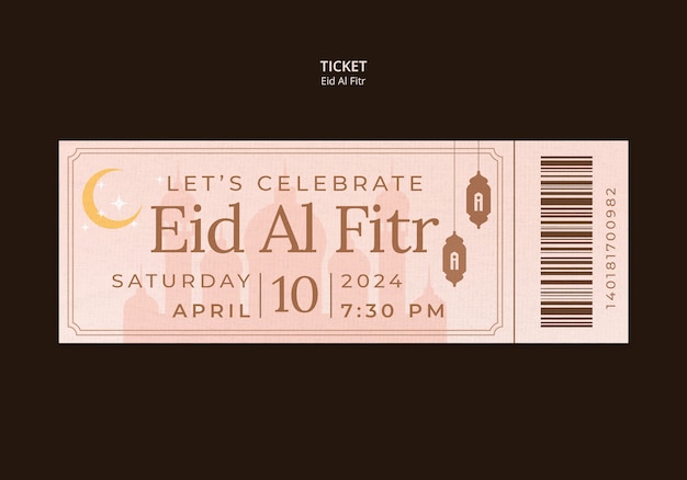 Eid al fitr celebration ticket template