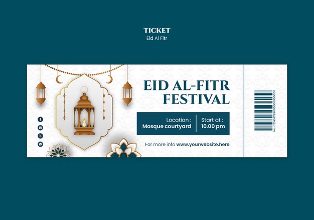 eid al fitr celebration ticket  template