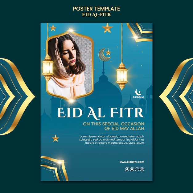 PSD gratuito modello di poster verticale per la celebrazione di eid-al fitr