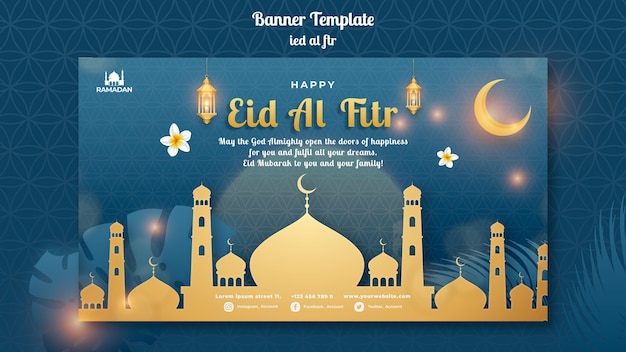 Modello di banner orizzontale Eid al-fitr