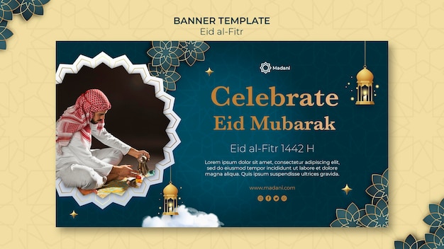 Modello di banner orizzontale Eid al-fitr