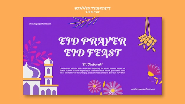 Modello di banner orizzontale eid-al fitr