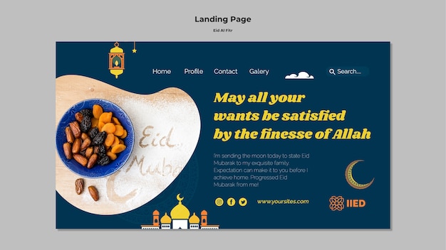 Free PSD eid al-fitr landing page template design