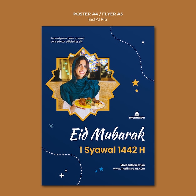 PSD gratuito eid al-fitr poster o modello di volantino