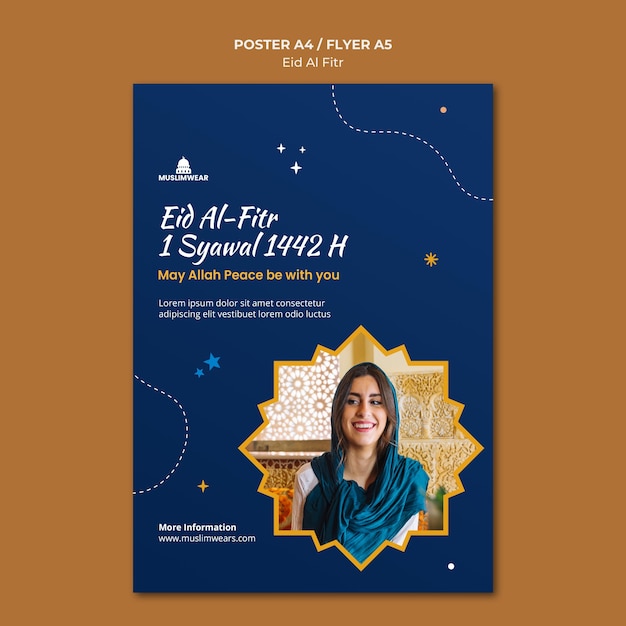 Free PSD eid al-fitr poster or flyer template