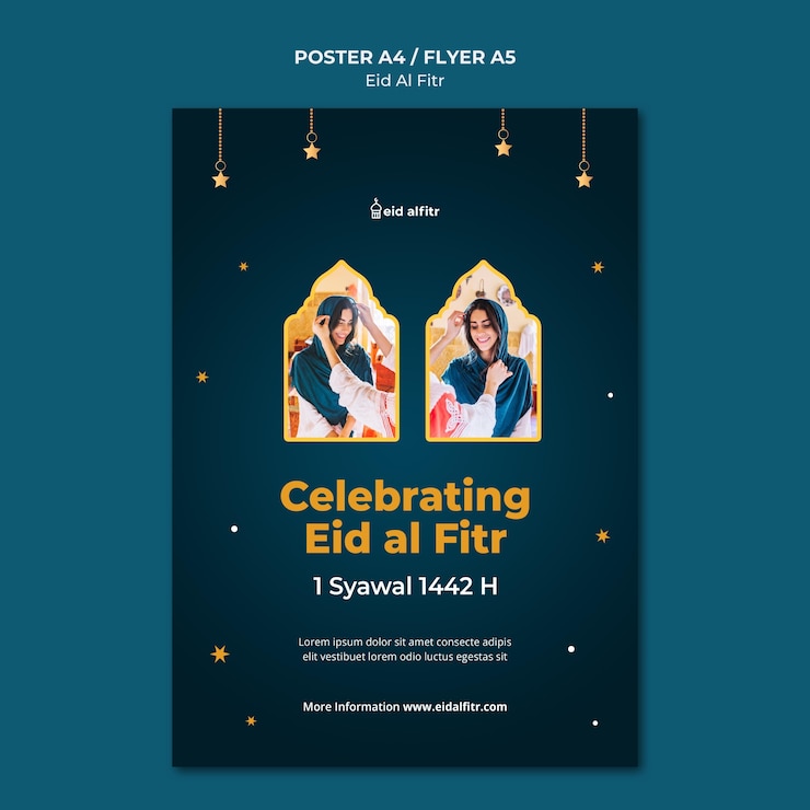 मुफ़्त PSD eid al-fitr print template with photo