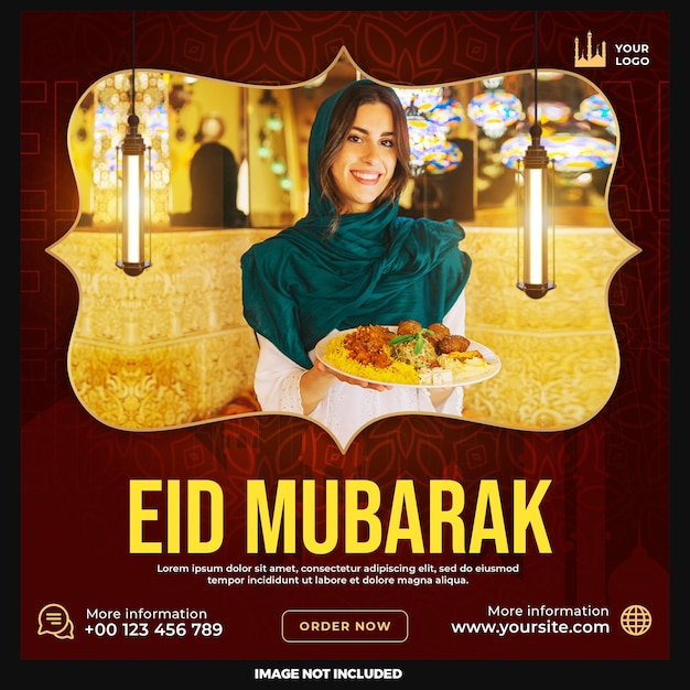 Eid mubarak and eid ul fitr social media banner instagram post template