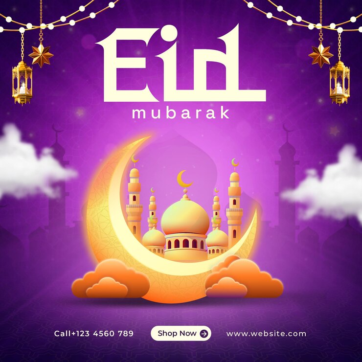 Free PSD eid mubarak islamic festival social media post design template