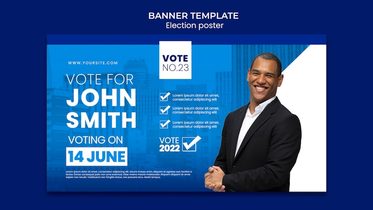 Free PSD election and politics horizontal banner template