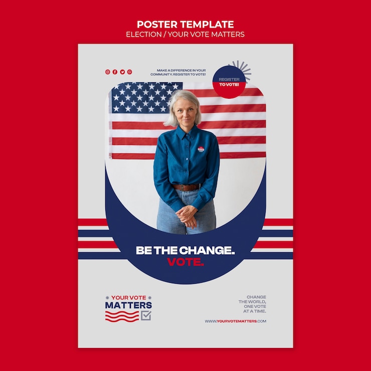 Free PSD election poster design template