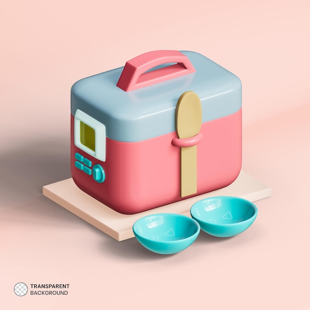 Free PSD electric rice cooker icon isolated 3d render illustration