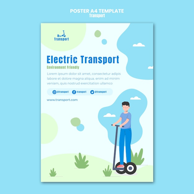 PSD gratuito modello di poster di trasporto elettrico