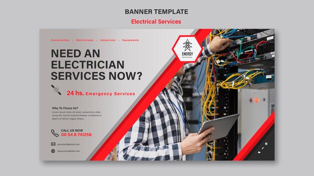 Electrical services horizontal banner design