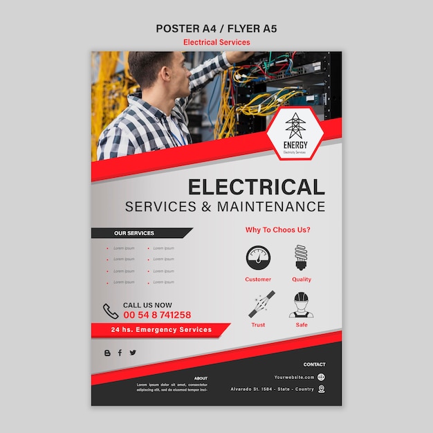 Дизайн плаката электрические услуги
