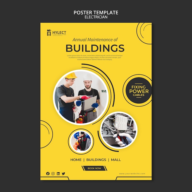 Free PSD electrician poster template concept