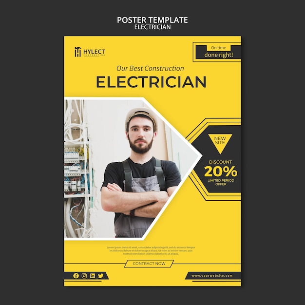 Электрик дизайн шаблона плаката