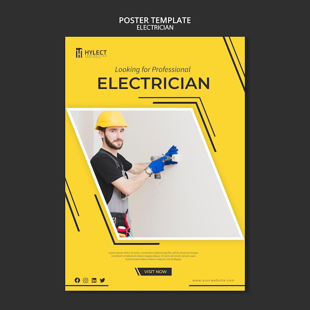 Free PSD electrician poster template