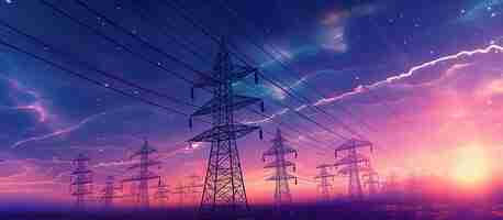 Free PSD electricity transmission towers generative ai