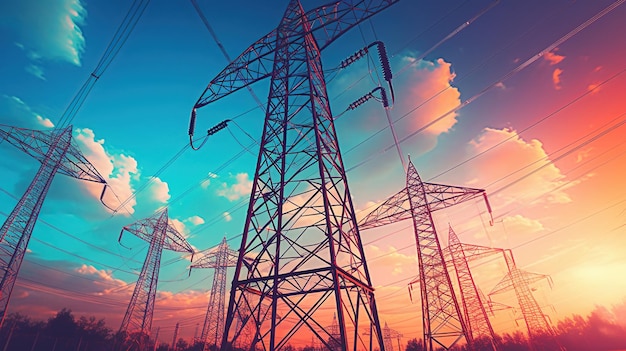 Free PSD electricity transmission towers generative ai