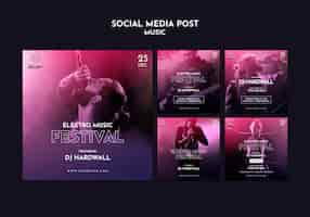 PSD gratuito post sui social media del festival di musica elettronica