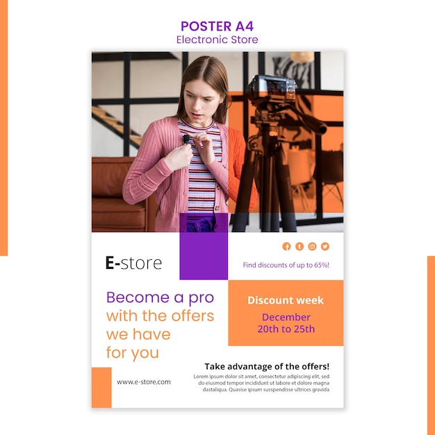 Electronic store poster template