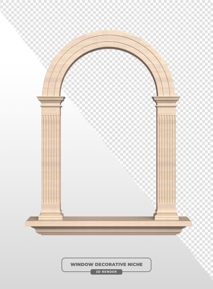 無料PSD エレガントなアーキテクチャ ウィンドウ ニッチ アーチド トップ 3d レンダリング