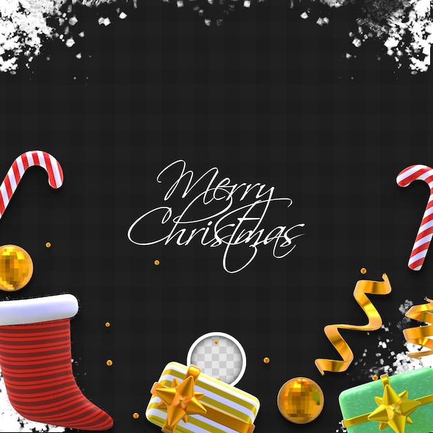 Free PSD elegant background with christmas decorations. 3d rendering