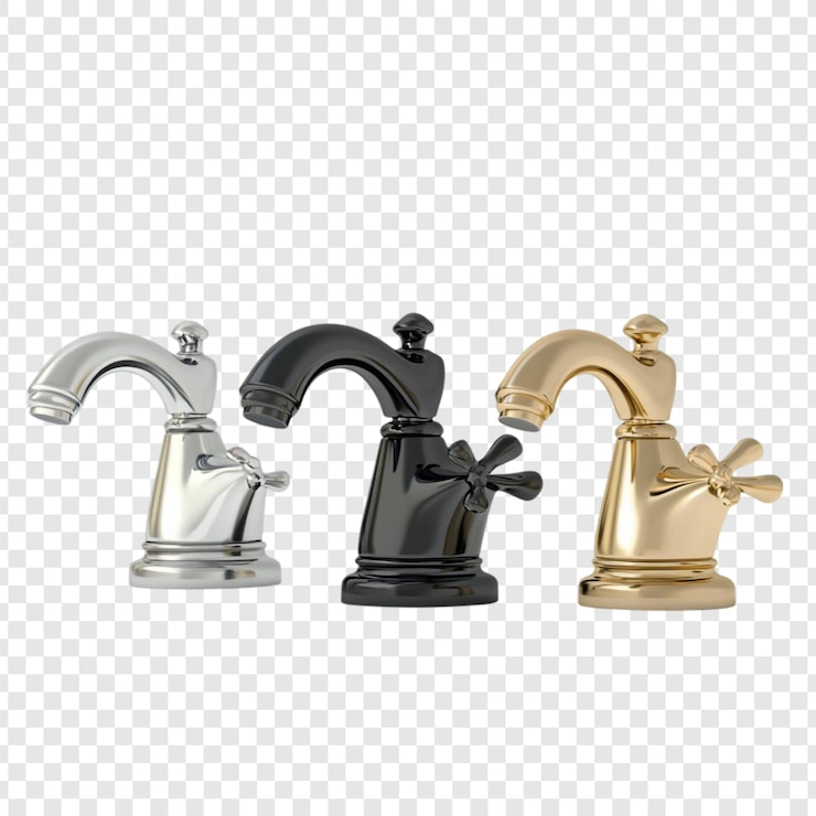 Free PSD elegant bathroom faucets chrome black and gold finishes
