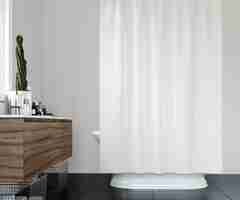 Free PSD elegant bathroom with white curtain