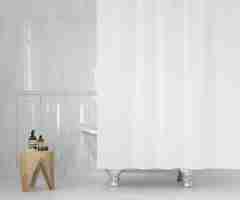 Free PSD elegant bathroom with white curtain