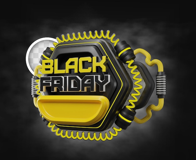 Elegant black friday banner 3d illustration