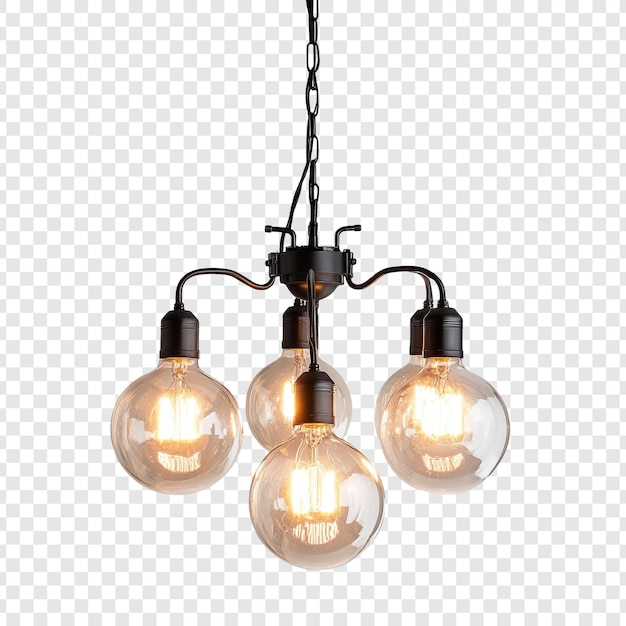 Elegant Black Metal Chandelier with Four WarmLight Bulbs