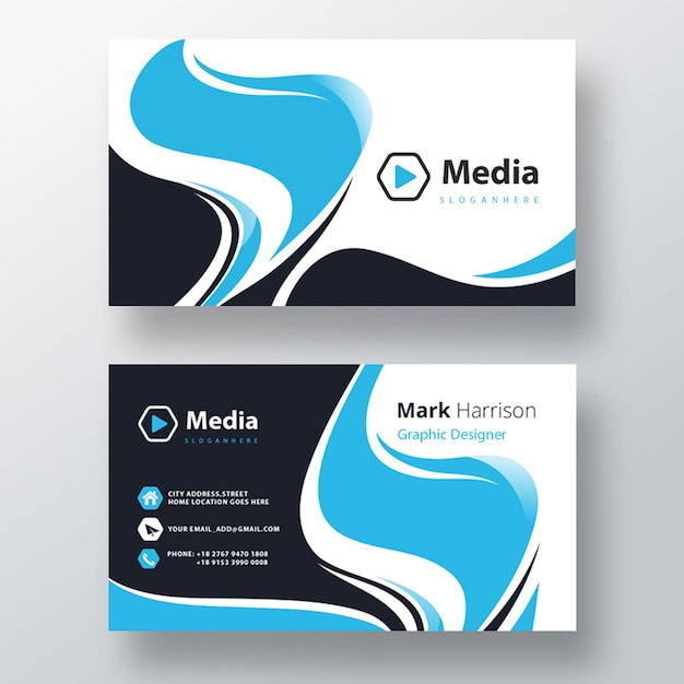 Elegant blue psd business card template