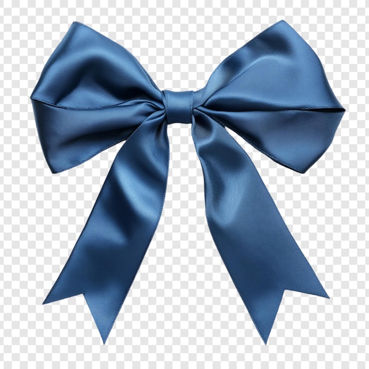 Free PSD elegant blue satin ribbon bow a perfect gift decoration