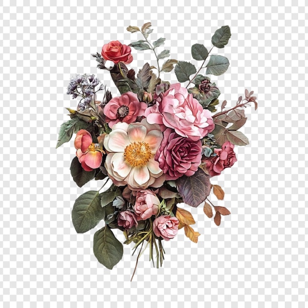 ピンクと白のバラアネモネや他の花の優雅な花束