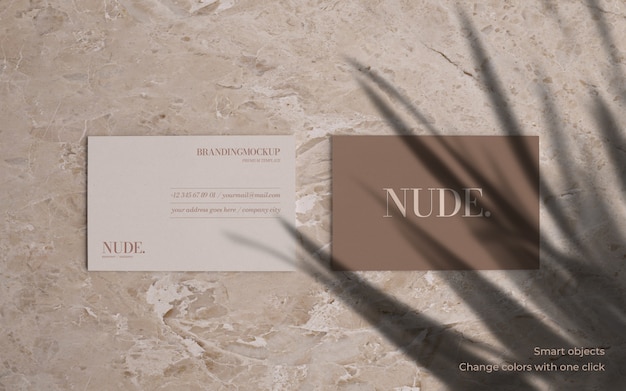 Elegant business card mockup with marble background