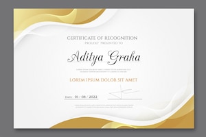Elegant certificate of achievement template with golden shapes