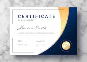 Free PSD elegant certificate template with golden details