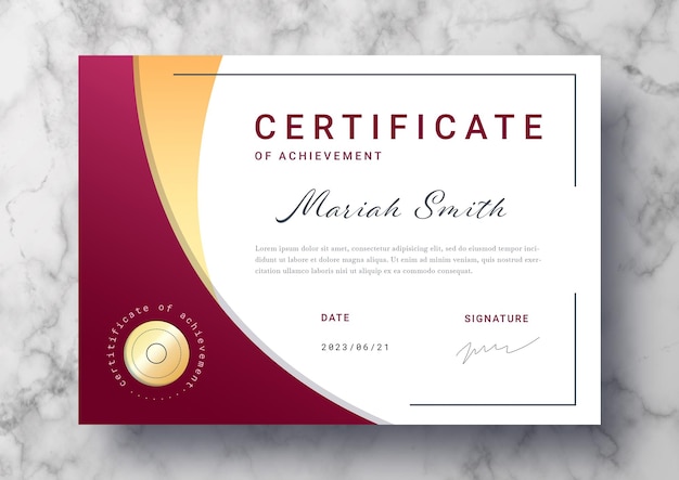 Elegant certificate template with golden details