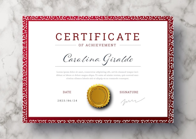 Elegante modello di certificato con cornice floreale vintage