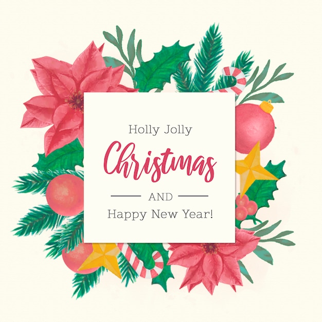 Elegant christmas background in watercolor style