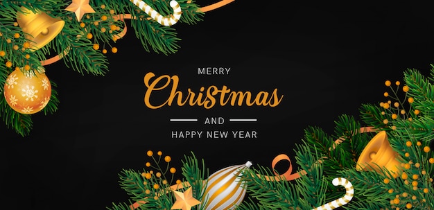 Elegant Christmas background with golden decoration