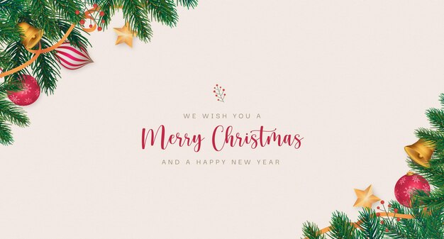 Elegant Christmas background with realistic decoration