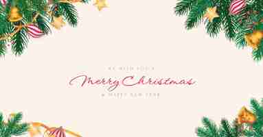 Free PSD elegant christmas background with realistic decoration