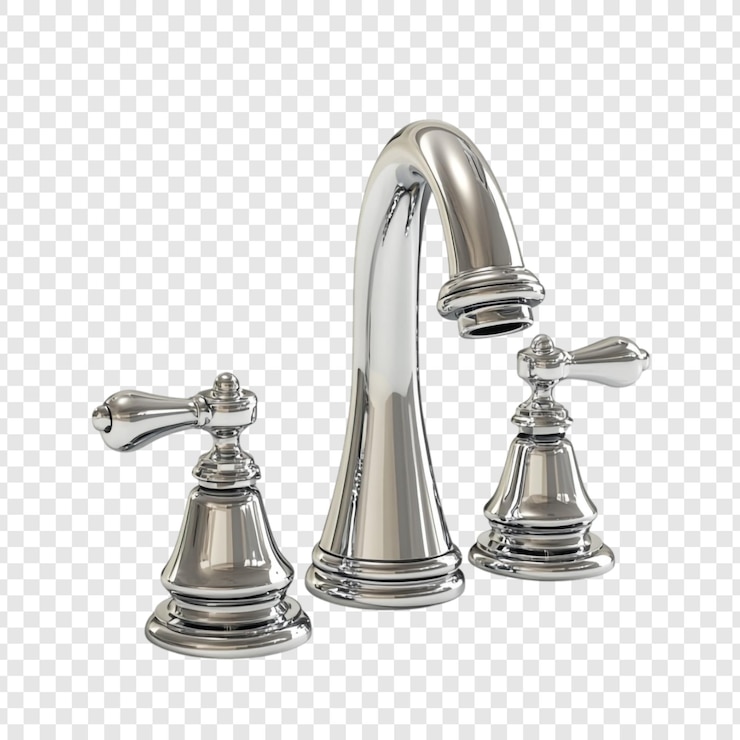 Free PSD elegant chrome bathroom faucet threehandle design