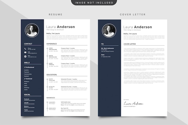 Elegant CV Template with Cover Letter Template: Simple and Professional Resume