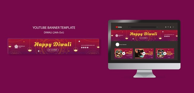 PSD gratuito design elegante del modello di diwali